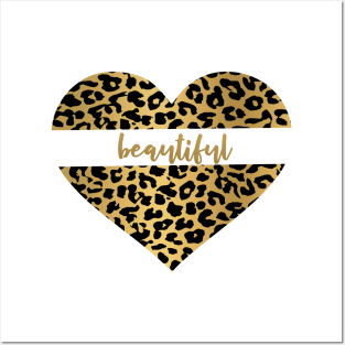 Leopard print heart Posters and Art